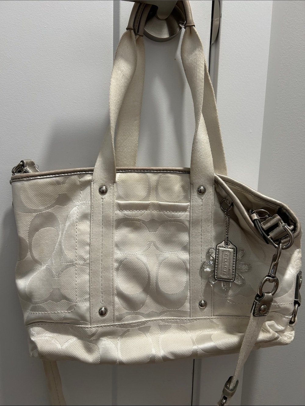Coach Daisy Signature Canvas Tote with Leather Trim